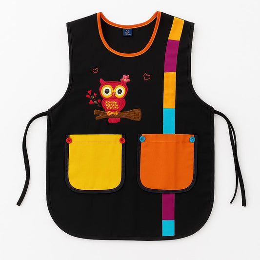 Mandil de educadora con diseño de búho